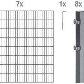 GAH Alberts Doppelstabmattenzaun Set 2 Matten 1,6 x 14 m anthrazit