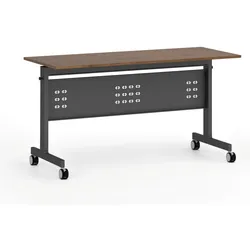 Mobiler Schreibtisch PRIMO MOBI, 1400 x 600 mm, schwarzes Untergestell, Nussbaum