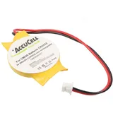 AccuCell CMOS Batterie CR2032 mit Stecker, Backup Lithium Batterie, Stecker 3x2,6mm, Molex-51021-2P-100 Stecker, Kabellänge 90mm