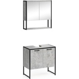 Vicco Loft Badmöbel Set Fyrk Beton Spiegelschrank mit Ablage Waschtischunterschrank