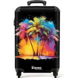 NoBoringSuitcases.com Handgepäck Koffer 55x35x20 cm, 36L, Sommerliche Graffiti: Palme, Reisekoffer, mit Rollen,