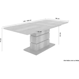 byLIVING Esszimmertisch BEA/Esstisch ausziehbar Eiche-Optik hell-braun/Esszimmer-Tisch Applikationen und Bodenplatte anthrazit/Küchen-Tisch mit Auszug, Breite 140 cm