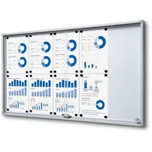 Showdown Displays Abschließbarer Schaukasten SLIM für Innen mit Schiebetüren - mit Sicherheitsecken - 10x Din A4