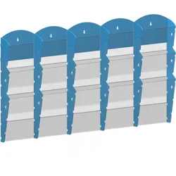 Wand-Plastikhalter für Prospekte - 5x3 A5, blau