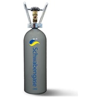 Schwabengase Co2 Flasche 2kg - Vorrats Kohlensäure Zylinder - Eigentumsflasche mit Rohrtragegriff, Neu befüllt, Kohlensäureflasche für Aquarien und Zapfanlagen, TÜV bis 2033