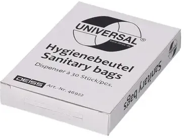 Hygienebeutel Deiss Premium weiss 30 Stück Spenderbox Polybeutel 1 Liter, 80+70x250 mm