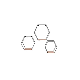 Mirrors and More Wandregal 3er Set 11 x 11 x 22 cm Schwarz