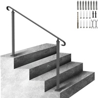 Vevor Treppengeländer 140x13,5x97 cm Handlauf Geländer Höhe(bis zu 48 cm) & Winkel(0-52,8°) einstellbar Eingangsgeländer Eisenhandlauf Ideal für 2 oder 3 stufige Treppen mit Installationskit Schwarz