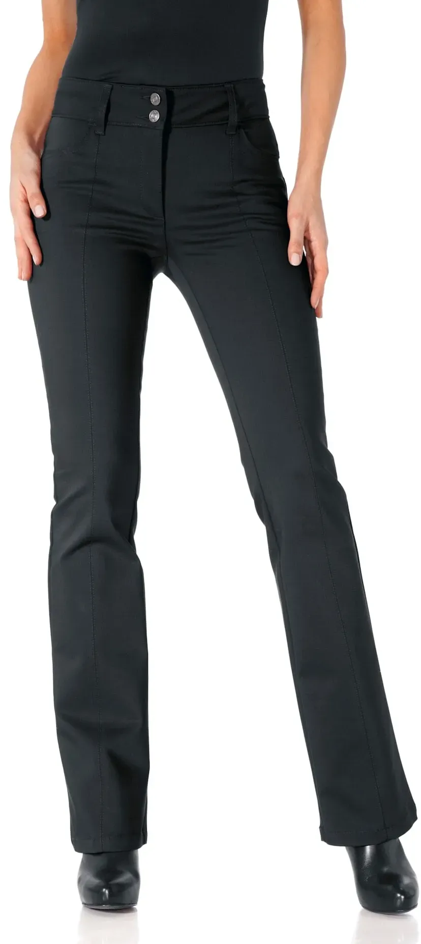 Bootcuthose HEINE Gr. 17, Kurzgrößen, schwarz Damen Hosen Ausgestellte