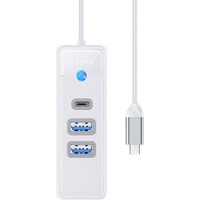 Orico Hub Adapter USB-C to 2x USB 3.0 + USB-C, 0.15m (White) (USB C), Dockingstation + USB Hub, Weiss