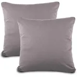 Aqua-Textil Classic Line Kissenbezug 2er-Set 80 x 80 cm dunkel grau Baumwolle Kissen Bezug Reißverschluss Jersey Kissenhülle