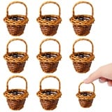 8pcs Mini Rattan Korb Geflochtener Blumenkorb Kleiner Wicker Basket Gewebte Korb Miniatur Henkelkorb Weidenkorb Mit Henkel Kinder Körbchen Party-Dekoration Blumentopf Geschenkbeutel Dekoration (Braun)