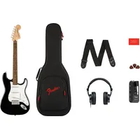 Squier Affinity Stratocaster Mustang Micro Pack E-Gitarren Set Ahorn, Pappelholz), Gitarre, Schwarz