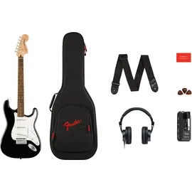 Squier Fender Affinity Stratocaster Guitar Pack (E-Gitarren Set, Ahorn, Pappelholz), Gitarre, Schwarz