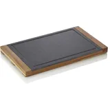 Was Germany Servierbrett Slate & Serve, 35 x 20 x 2,5 cm, Akazienholz, Schiefer mit Griffmulden und Saftrille