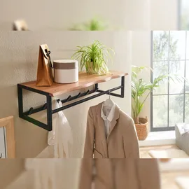 KADIMA DESIGN Wandgarderobe Akazie 80 x 22 x 33 cm Beige