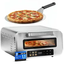 Proficook ProfiCook® Pizzaofen elektrisch | 400°C | echter Pizzastein | inkl. Pizzaheber | variable Zeit und Temperatureinstellung | Pizza Ofen Elektro | für Pizza in unter 5 min. | Pizzamaker | PC PO 1323