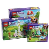 LEGO Friends Set 41677 Wasserfall/41443 Olivias Elektroauto/41695 Tierklinik Elektroauto Wasserfall Konstruktionsspielsteine