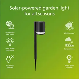 Philips Sockelleuchte Kunststoff 54,0 cm Solar 1,5 W inkl. Dämmerungssensor schwarz