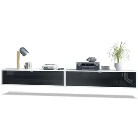 Vladon Lana Lowboard 120 x 29 x 37 cm Weiß matt/Schwarz Hochglanz MDF/Spanplatte