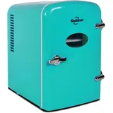 Koolatron Retro Mini Kühlschrank, 4 Liter Mini-Kühlschränke für Kosmetik, Getränke, 220V AC/ 12V DC Kleiner Kühlschrank für Schlafzimmer (Grün)