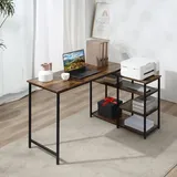 Homcom Eckschreibtisch L-Form Rustikales Braun
