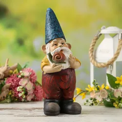 Gartenzwerg HANS Zwerg mit Schnecke Dekofigur Polyresin Gartenfigur Gnom 29cm