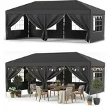 JUMMICO Pavillon 3x6 Wasserdicht Stabil Winterfest Höhe Verstellbar,Faltpavillon mit 6 Seitenwänden,Pavillion UV Schutz 50+,Gartenpavillon Faltzelt für Garten, Innenhof, Camping,Gazebo Hellgrau