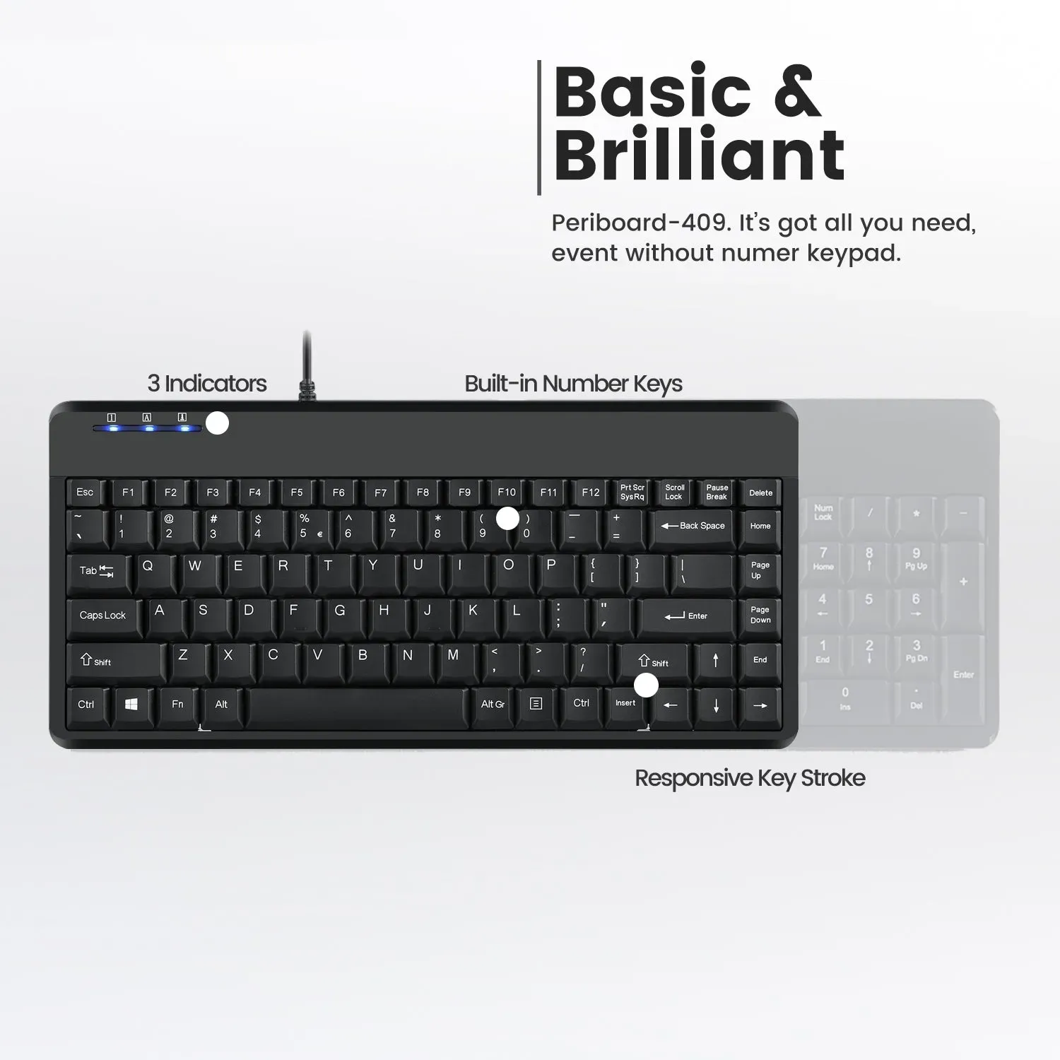 PERIBOARD-409 U - Kabelgebundene Minitastatur