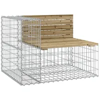 Furnicato Gartenbank aus Gabionen 92x71x65,5 cm Kiefernholz Imprägniert