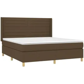 vidaXL Boxspringbett mit Matratze & LED Dunkelbraun 160x200 cm Stoff