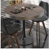 GGMMÖBEL BL | Bistrotisch | Ø:H 70 x 78 cm | Edelstahl Rand | Light Wenge / Schwarz | Rund