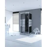 Aurlane Komplettdusche mit Drehtür 90 x 225 cm Schwarz/Grau/Silber Sicherheitsglas