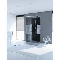 Aurlane Komplettdusche mit Drehtür 90 x 225 cm Schwarz/Grau/Silber Sicherheitsglas