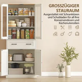 Homcom Küchenschrank Hochschrank mit Acrylglastüren 0 x 0 x 0 Weiß