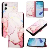 nancencen für Samsung Galaxy A06 Hülle, PU Leder Handyhülle Kapphülle mit Kartenfach Magnetisch Rundumschutz Mode Marmormuster Handytasche Case Handytasche Case, Roségold