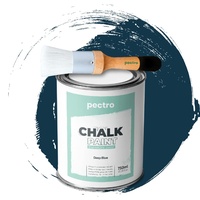 PACK Kreidefarbe für möbel 750ml + Malerpinsel speziell für Chalk Paint - Möbellack Natürlicher Kreideeffekt - Farbe für Holz (TIEFES BLAU)