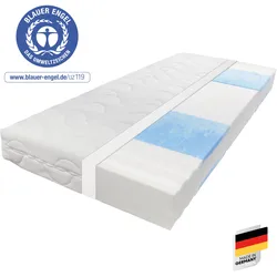 Kaltschaummatratze BECO "Blue Vision, Matratze in 90x200 und vielen weiteren Größen erhältlich", weiß, B:140cm H:18cm L:200cm, Obermaterial: 100% Polyester, Matratzen, Blauer Engel-Auszeichnung, atmungsaktiv, ergonomische Körperanpassung
