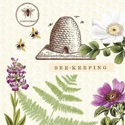 Mank Serviette Softpoint Bee-Keeping, 40 x 40 cm, 50 Stück - Bienen Natur Blumen Blüten Gräser