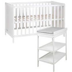 roba® Babymöbel-Set Style, (Spar-Set, 2-St., Kinderbett, Wickelregal), mit Kinderbett und Wickelregal weiß