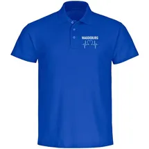 multifanshop Poloshirt - Magdeburg - Herzschlag - Druck weiß - Polo