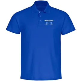 multifanshop Poloshirt - Magdeburg - Herzschlag - Druck weiß - Polo