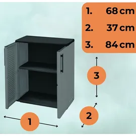 GarPet Gartenschrank Wetterfest Outdoor Schrank Kunststoff Mehrzweckschrank Aufbewahrungsschrank Allzweckschrank Balkonschrank Haushaltsschrank Werkstatt