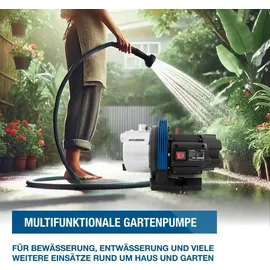 Hyundai Gartenpumpe GP12050 1200 W, Fördermenge 5.000 l/h, Förderhöhe max. 50 m, Ansaughöhe max. 8 m