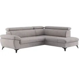Cotta Ecksofa COTTA "Hudson L-Form, B: 256 cm", grau (stone), B:256cm T:207cm, Sofas, Ecksofa, mit Kopfteilverstellung, optional Bettfunktion & Bettkasten