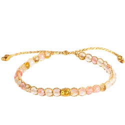 Samapura Wassermelonen Quarz Armband | Gold Faden Armbänder & Armreife   Damen 