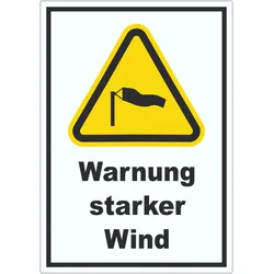 Aufkleber Warnung starker Wind A0 (841x1189mm)