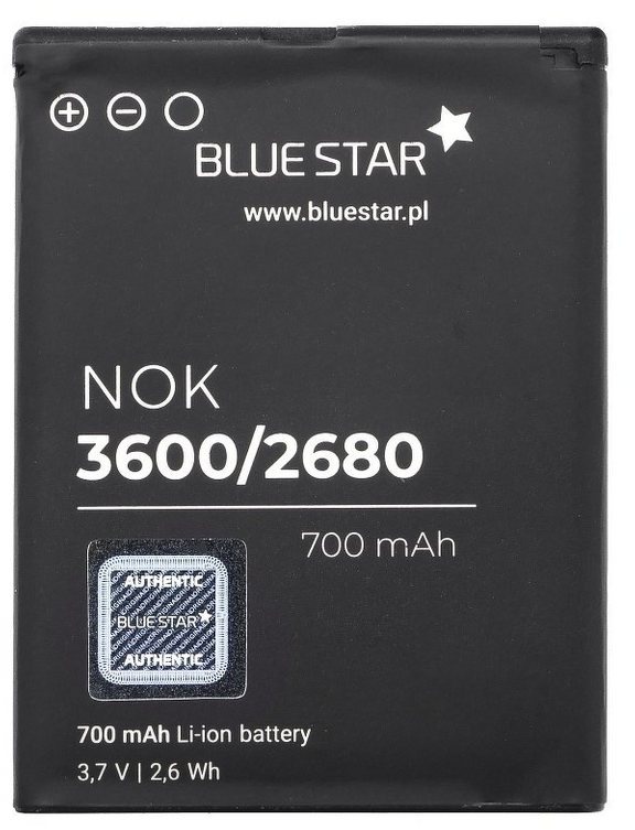 BlueStar Bluestar Akku Ersatz kompatibel mit Nokia 2680 Slide / 3600 Slide 700 mAh Austausch Batterie Accu Nokia X3-02 BL-4S Smartphone-Akku