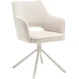 Livetastic Armlehnstuhl Cord, Creme, Metall, Textil, konisch, rund, 61x85x61 cm, Sitzfläche 180° drehbar, Esszimmer, Stühle, Esszimmerstühle, Armlehnenstühle