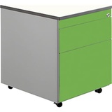 Schubladencontainer, Rollen, 579x600, 1 Materials.,1 Hängereg, alu/gelbgrün/weiß